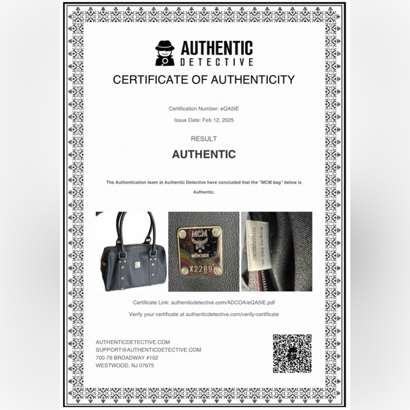 MCM Boston bag with Strap and COA Black leather red stitching - Picture 3 of 17